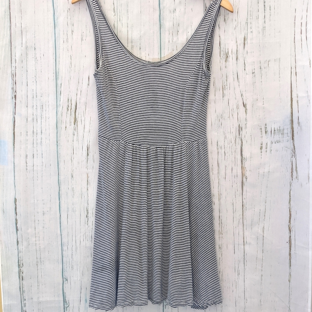 3/$20 Skater Striped A-Line Black and White Dress